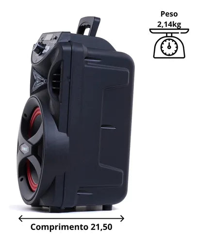 Caixa de Som Amplificada Amvox ACA 255 Hit Woofer 8" Portátil Bluetooth Preto Bivolt