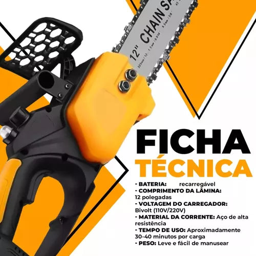 Moto Serra Elétrica 1200w 12 Polegadas Com Duas Baterias 48v