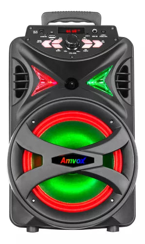 Caixa de Som Amplificada Amvox ACA 255 Hit Woofer 8" Portátil Bluetooth Preto Bivolt