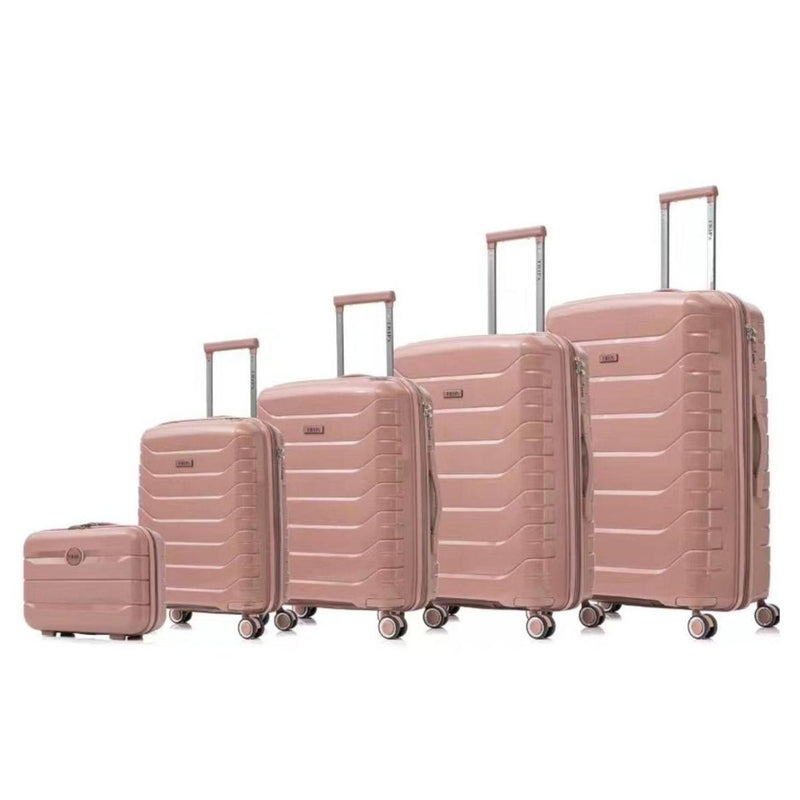 Kit com 5 Malas de Viagem de Fibra Polipropileno Rodinhas 360º ANTIFURTO - Diversos tamanhos