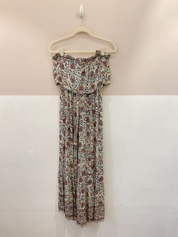 Vestido estampado fios luréx tomara que caia Maria Filó M