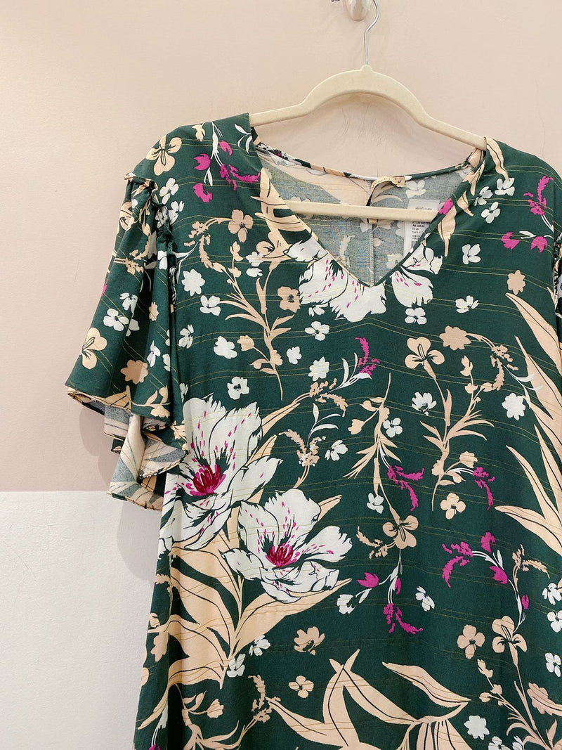 Vestido curto verde florido Maria Filó M