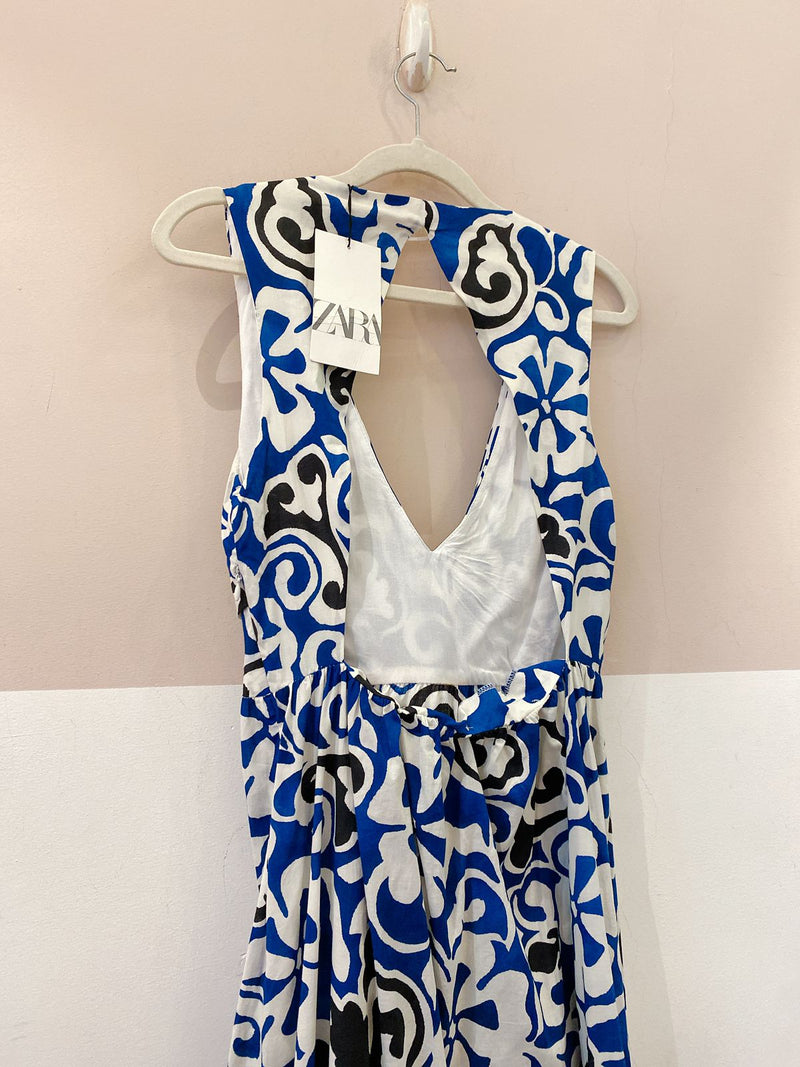 Vestido estampado decote Zara P