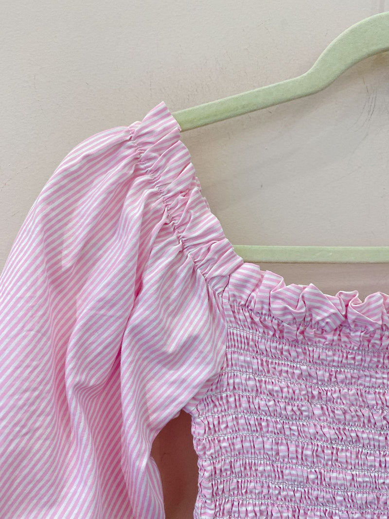 Vestido listrado rosa lastéx P