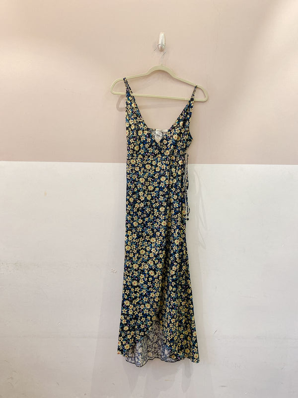 Vestido envelope preto florido Dress To PP