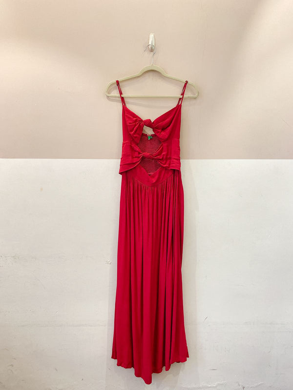 Vestido fúcsia fluído decote Farm M