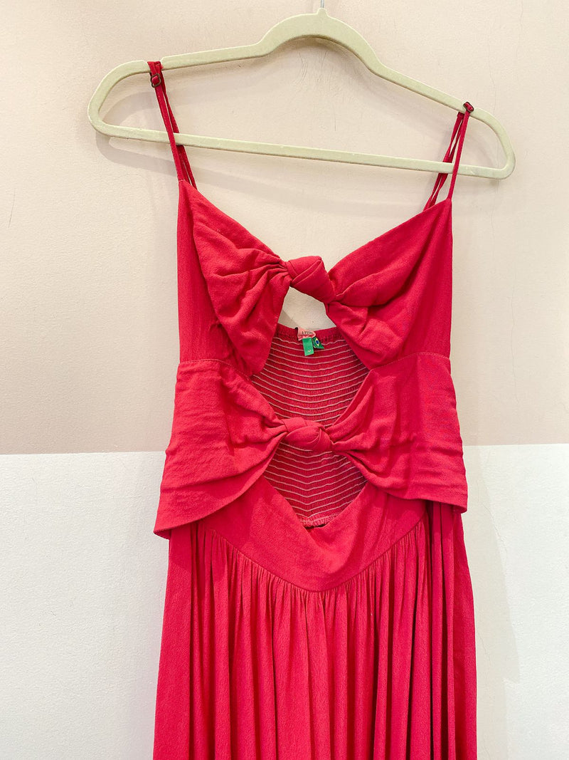 Vestido fúcsia fluído decote Farm M