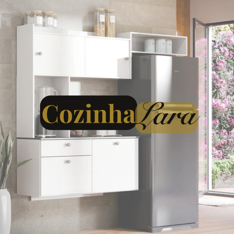 Kit Armário Para Cozinha Suspensa E Compacta Com Bancada Multiuso 4 Portas E 1 Gaveta