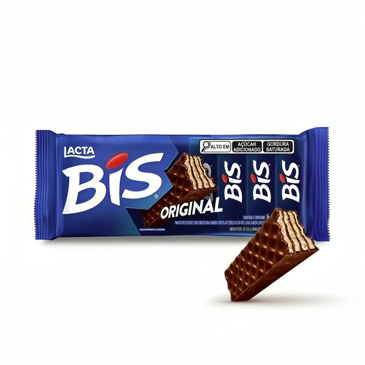 (5 CAIXAS) Chocolate Wafer Bis Ao Leite C/16 Unidades/CADA - Lacta