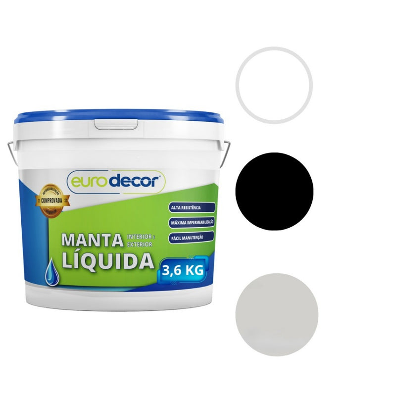 Manta Líquida 3,6kg Emborrachada Impermeabilizante Eurodecor 3.6kg e 1kg