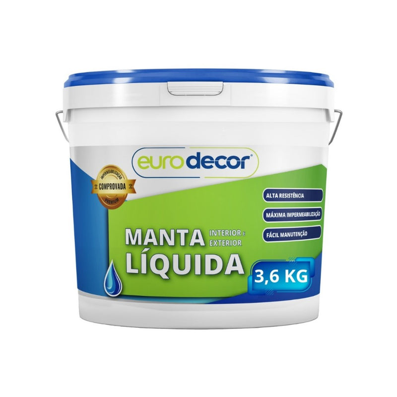 Manta Líquida 3,6kg Emborrachada Impermeabilizante Eurodecor 3.6kg e 1kg