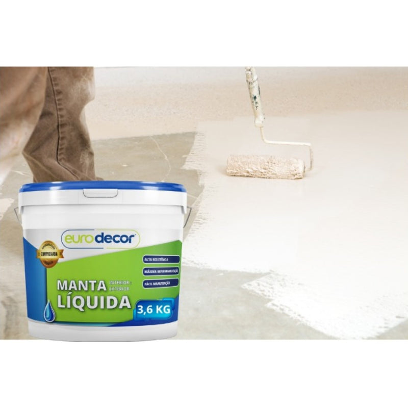 Manta Líquida 3,6kg Emborrachada Impermeabilizante Eurodecor 3.6kg e 1kg