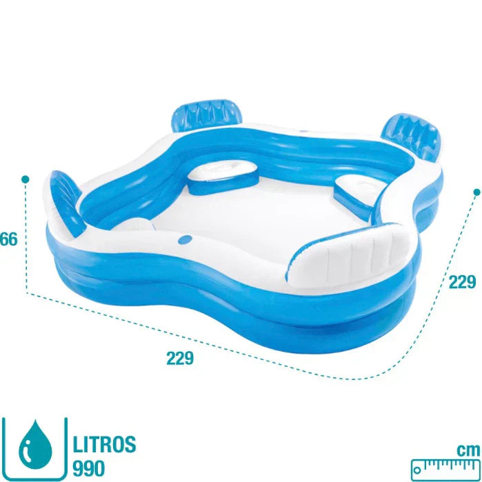 AQUA FAMILY LOUNGE – A Piscina Inflável com Assentos que Leva o Lazer da Praia para Sua Casa!