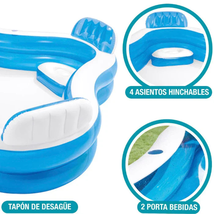 AQUA FAMILY LOUNGE – A Piscina Inflável com Assentos que Leva o Lazer da Praia para Sua Casa!
