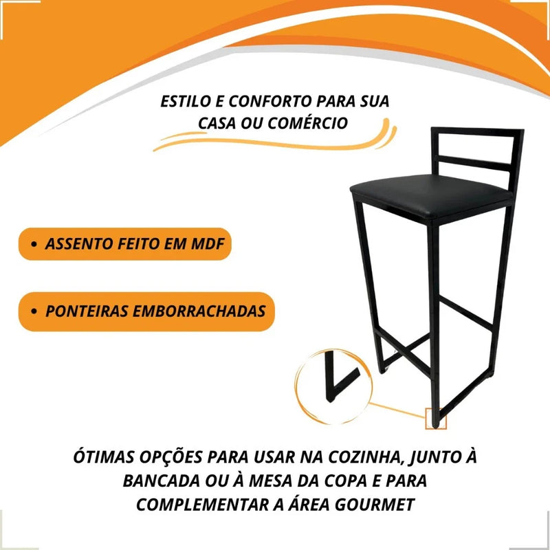 Kit 2 Banqueta Alta/Baixa Quadrada Estilo Industrial Banco Casa Balcão Cozinha Mesa Promoção
