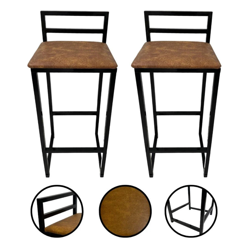 Kit 2 Banqueta Alta/Baixa Quadrada Estilo Industrial Banco Casa Balcão Cozinha Mesa Promoção