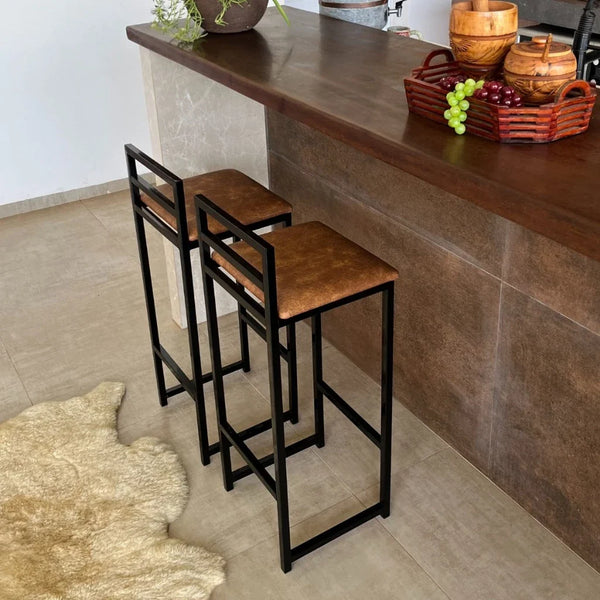 Kit 2 Banqueta Alta/Baixa Quadrada Estilo Industrial Banco Casa Balcão Cozinha Mesa Promoção