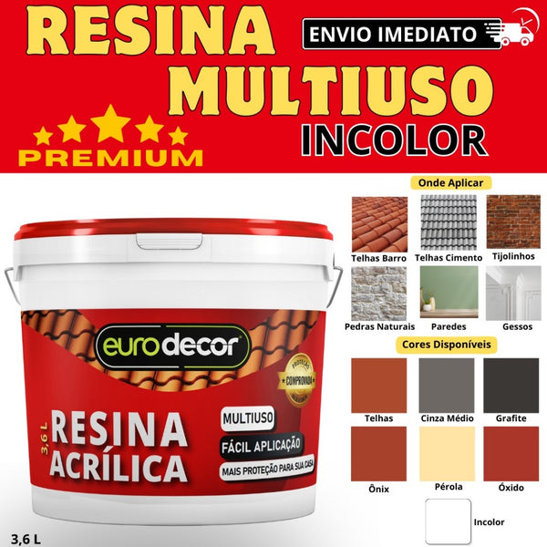 Verniz Multiuso 1L e 3,6L Resina Acrílica Incolor Brilhante Ou Acetinado Base D'agua