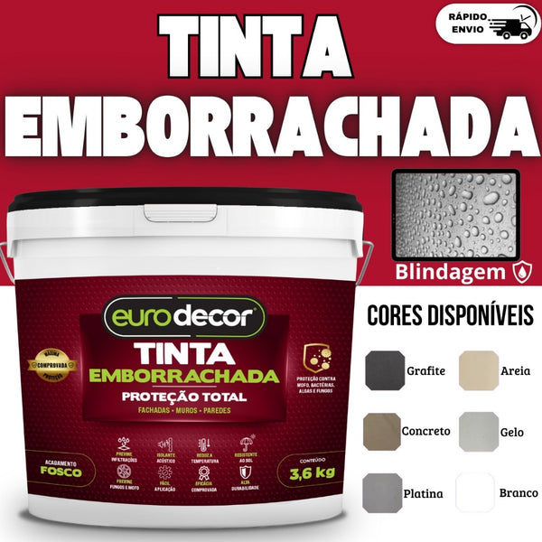 Ultra Tinta Emborrachada 3.6kg Veda Tudo Contra Mofo e Infiltração 1KG e 3.6kg