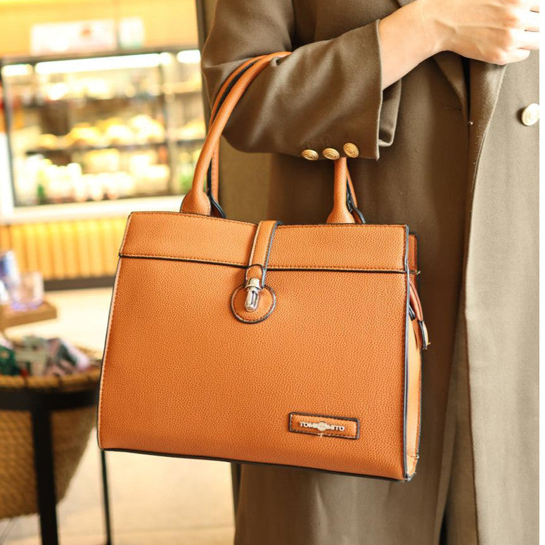 Bolsa Grande Feminina Couro PU de Mão Ombro Com Alça Transversal TM9053 VT