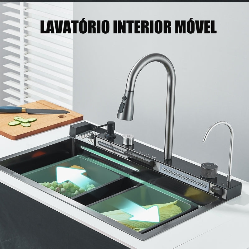 Cuba Cozinha Gourmet Luxo Aço Inox Pia De Cozinha Com Acessórios e Conjunto De Torneiras 81X50X27cm