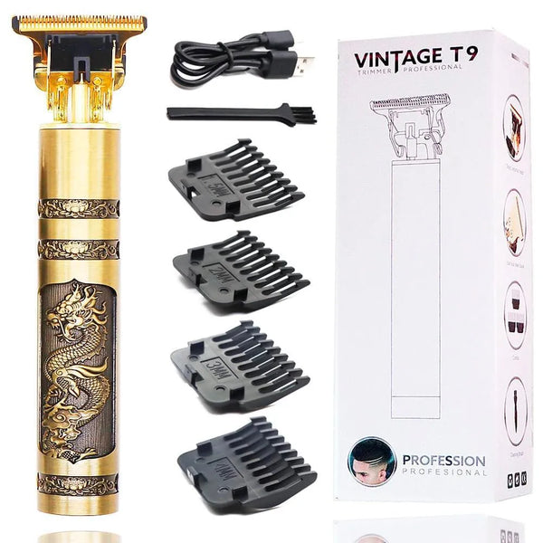 Máquina Gold Dragon 3 em 1 - Vintage T9 - Corte De Barba e Cabelo Profissional