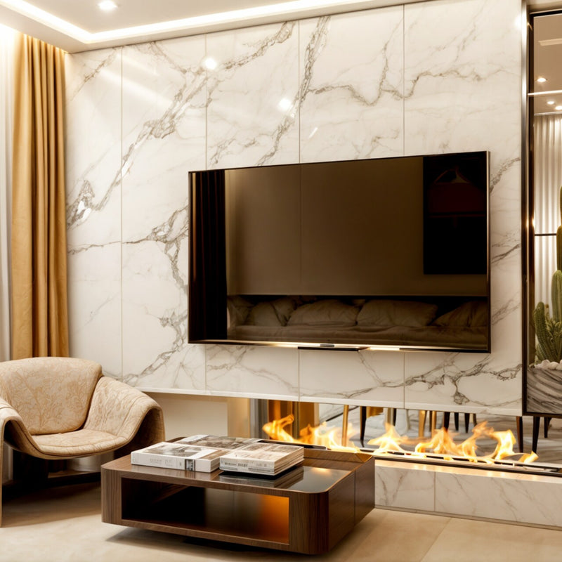 Revestimento Flexível Placa Mármore Carrara Cristal 1,22 x 2,44m