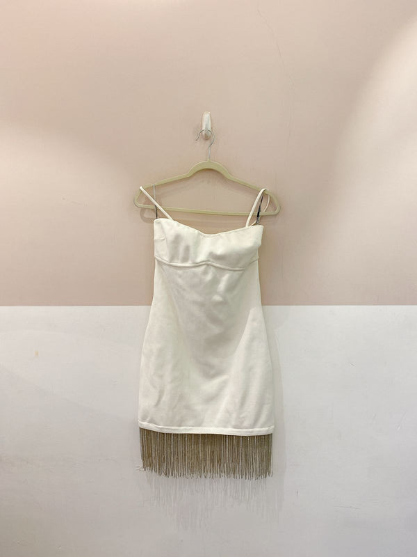 Vestido curto tricot franja Eugênia Sanson G