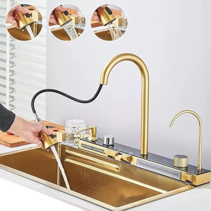 Cuba Cozinha Gourmet Luxo Aço Inox Pia De Cozinha Com Acessórios e Conjunto De Torneiras 81X50X27cm