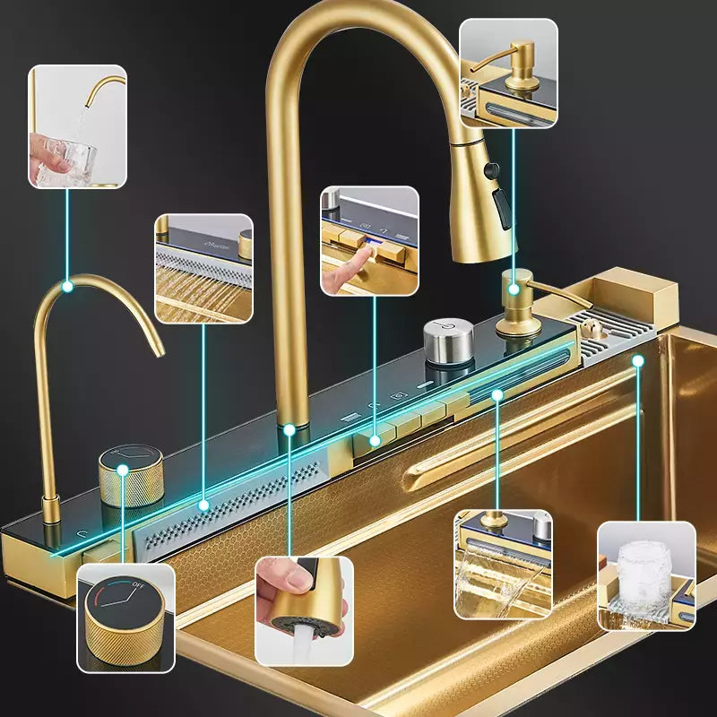 Cuba Cozinha Gourmet Luxo Aço Inox Pia De Cozinha Com Acessórios e Conjunto De Torneiras 81X50X27cm