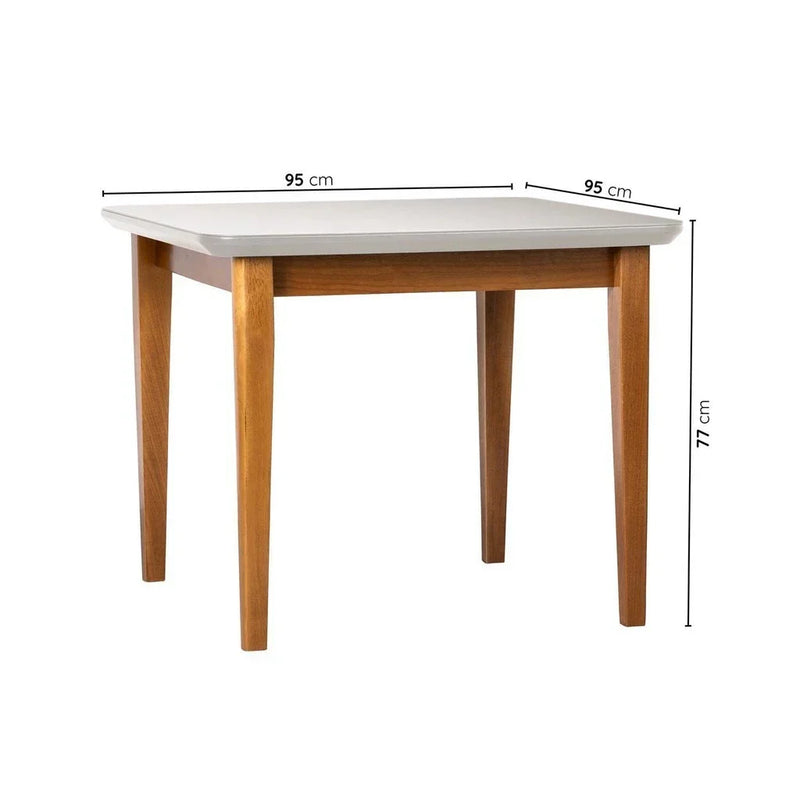 Mesa de Jantar Quadrada 4 Lugares 95cm Tampo MDF e Vidro Tangará CabeCasa MadeiraMadeira Caramelo/Off White