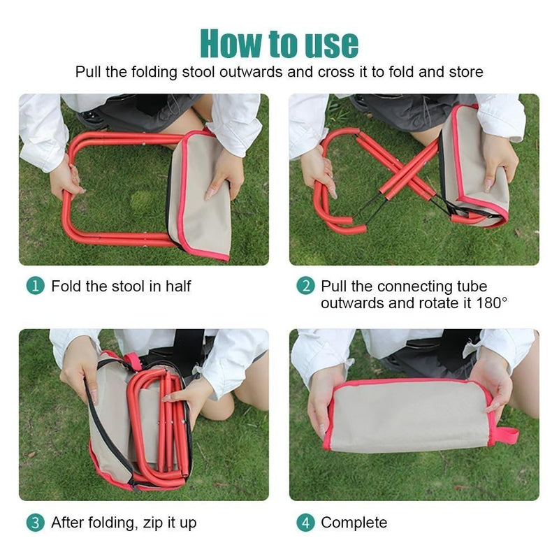 Qiu - Banqueta Com Bolsa de Transporte Dobrável Cadeira Pequena Leve Camping Pesca e Muito Mais
